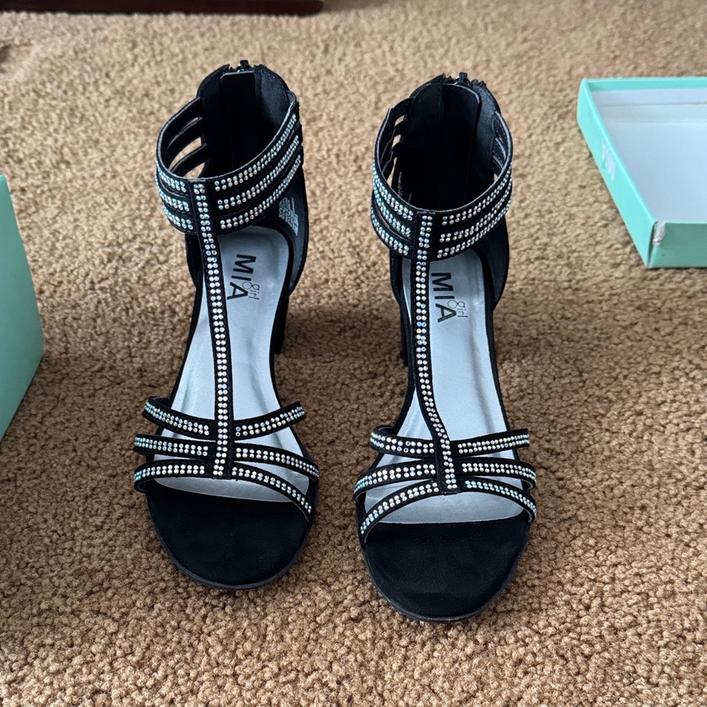 MIA Black Rhinestone Heels